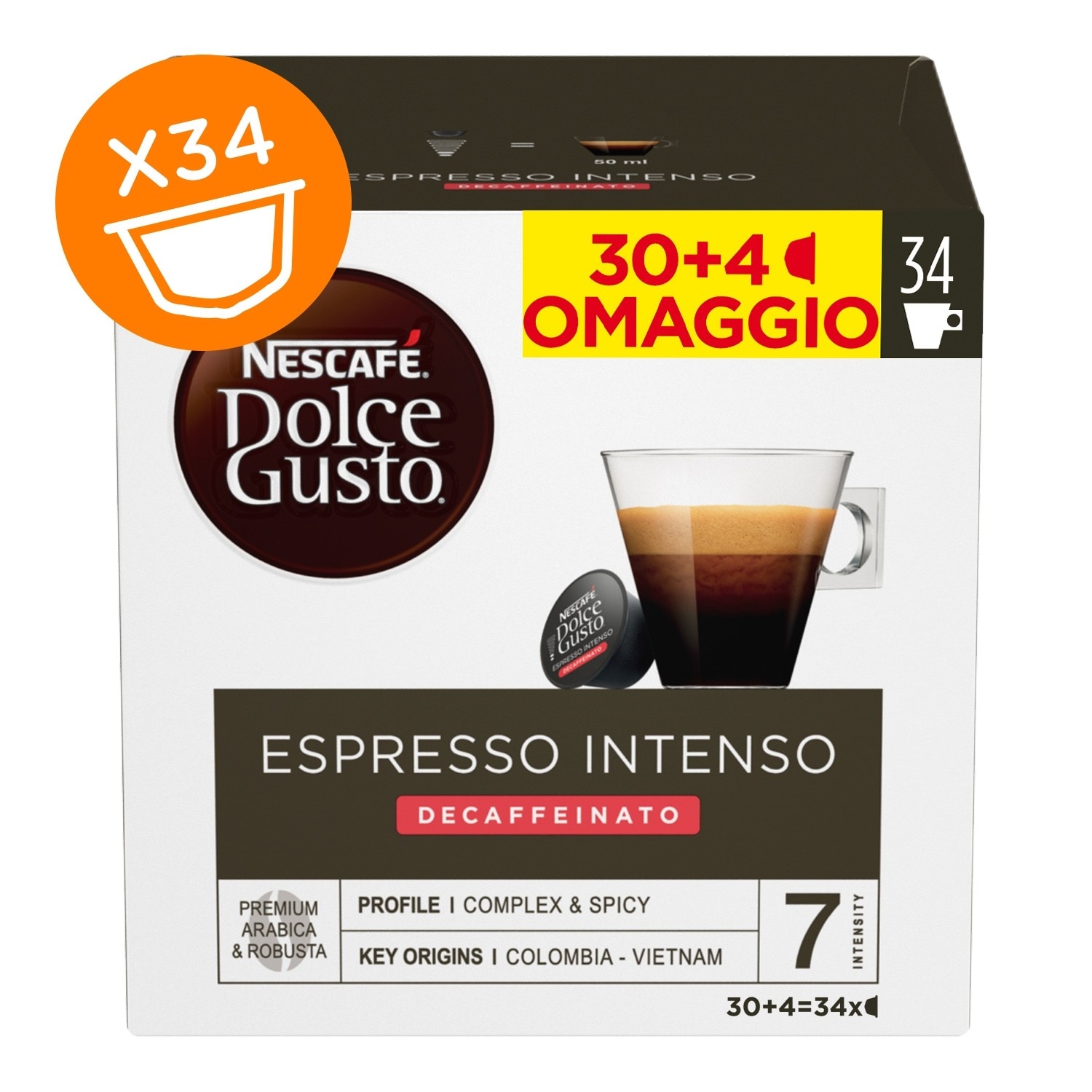 Espresso Intenso Decaffeinato capsule caffè Nescafé Dolce Gusto