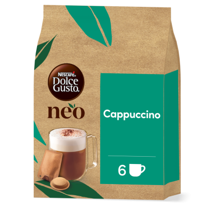 vista frontale del NEO Cappuccino con una capsula