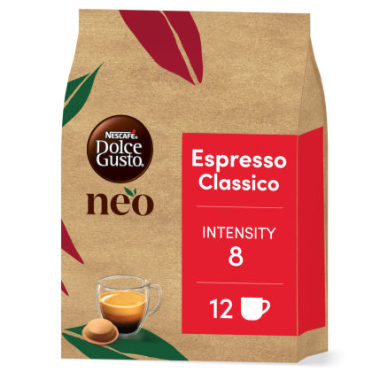 vista frontale di neo espresso classico con una capsula