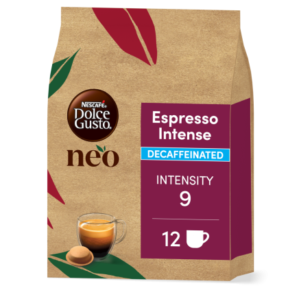 Vista frontale confezione di NEO Espresso Intenso Decaffeinato