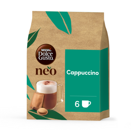 vista frontale del NEO Cappuccino con una capsula