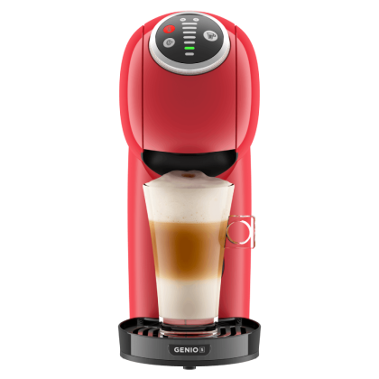 Vista frontale macchina da caffè GENIO S PLUS AUTOMATICA ROSSA DE'LONGHI Nescafé® Dolce Gusto® 