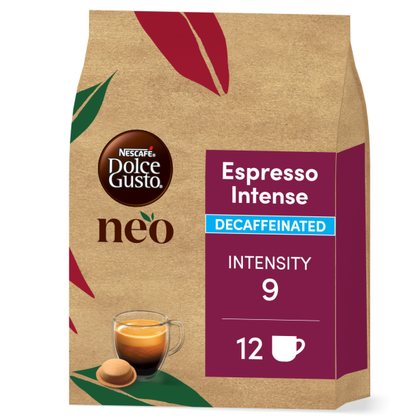 Vista frontale confezione di NEO Espresso Intenso Decaffeinato