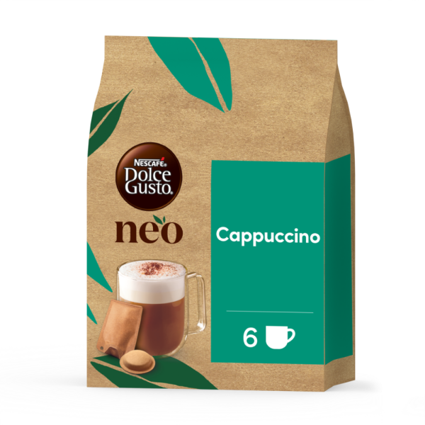 vista frontale del NEO Cappuccino con una capsula