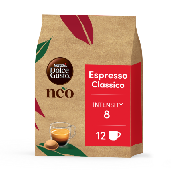 vista frontale di neo espresso classico con una capsula
