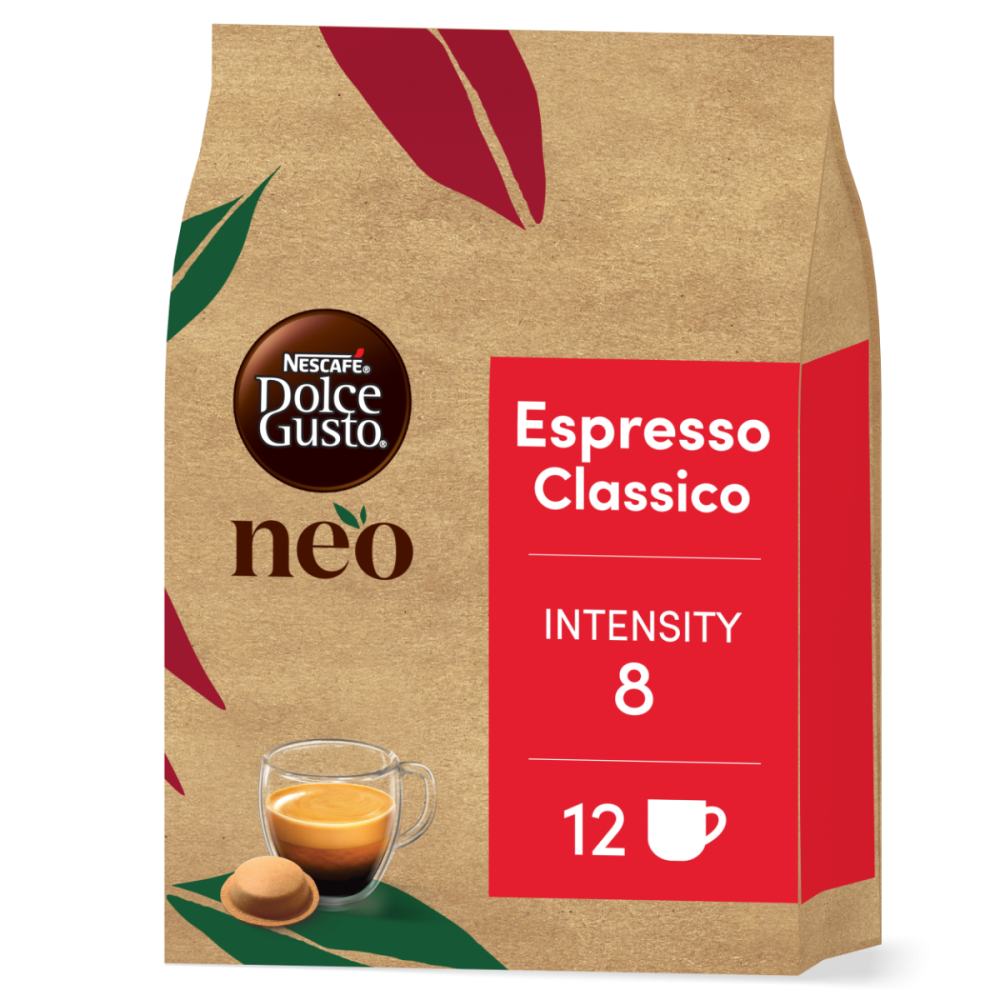 vista frontale di neo espresso classico con una capsula