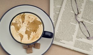 Caffè con una mappa
