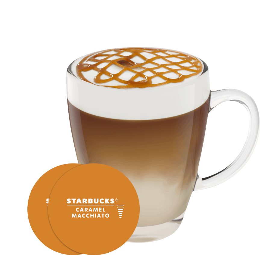 Tazza e immagine capsula Starbucks Caramel Macchiato Nescafé® Dolce Gusto®