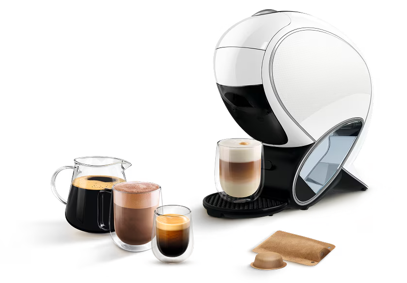 A white NEO Latte machine with different NEO drinks.