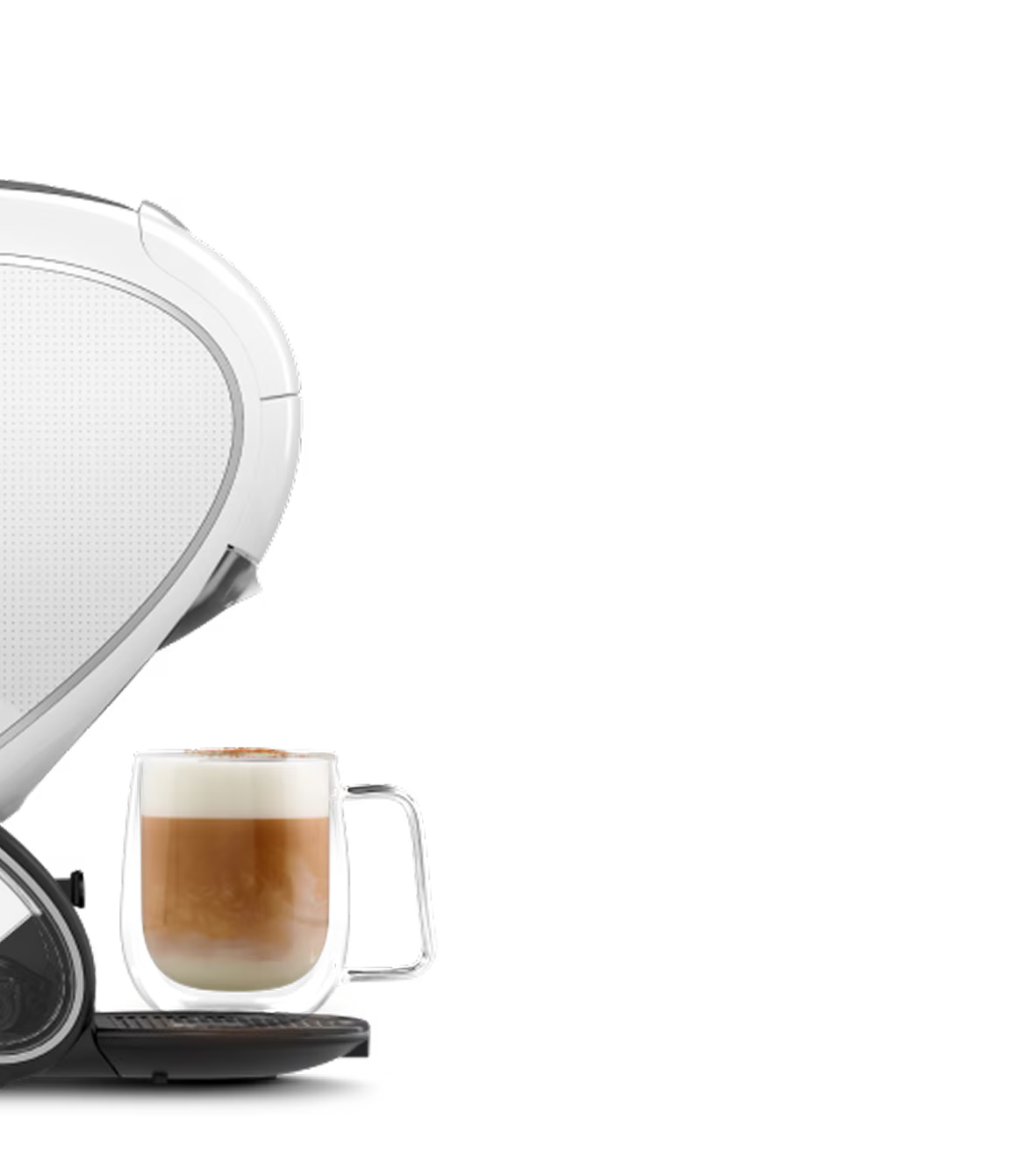 Un testa a testa tra una macchina da caffè NEO Latte bianca e una macchina NEO Caffè nera. Un dito alieno oscilla tra le due macchine.