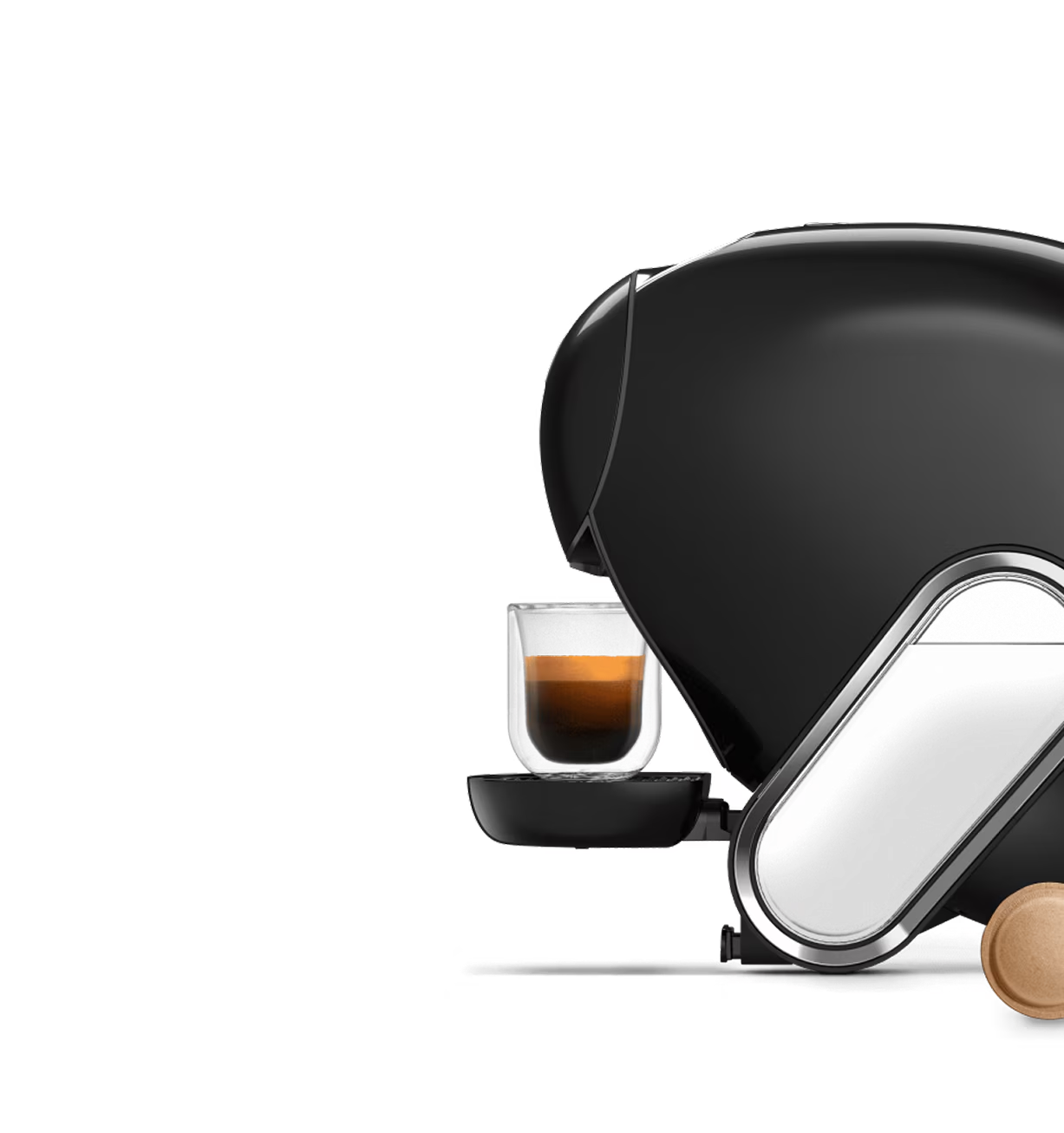 Un testa a testa tra una macchina da caffè NEO Latte bianca e una macchina NEO Caffè nera. Un dito alieno oscilla tra le due macchine.