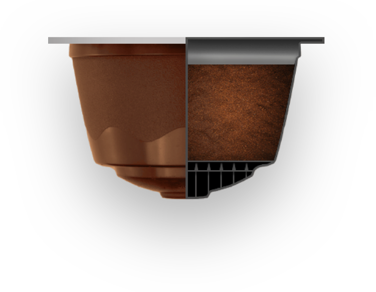 Interno della capsula con caffè di alta qualità