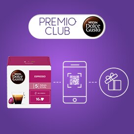 Confezione di caffè espresso, icona scanner mobile e icona del regalo.